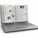 News. Newspaper as  laptop screen on white background.