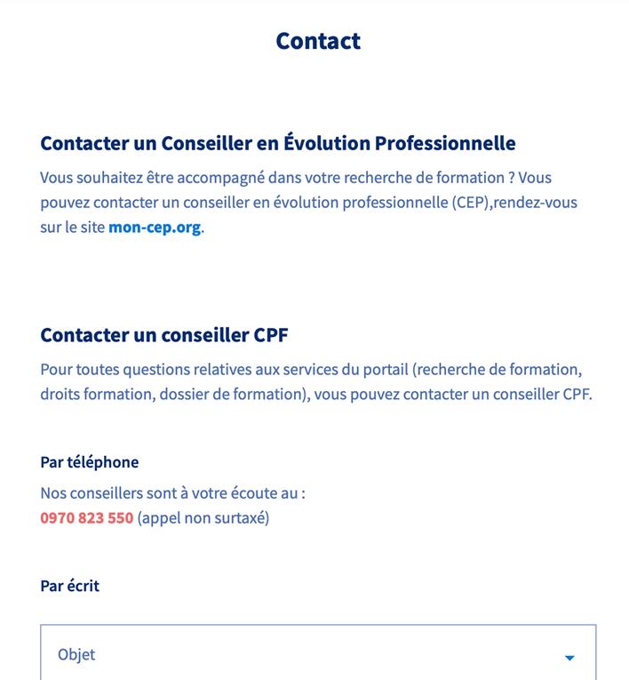 C2P - contacter un conseiller CPF