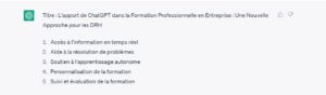 Question à ChatGPT sur la formation professionnelle