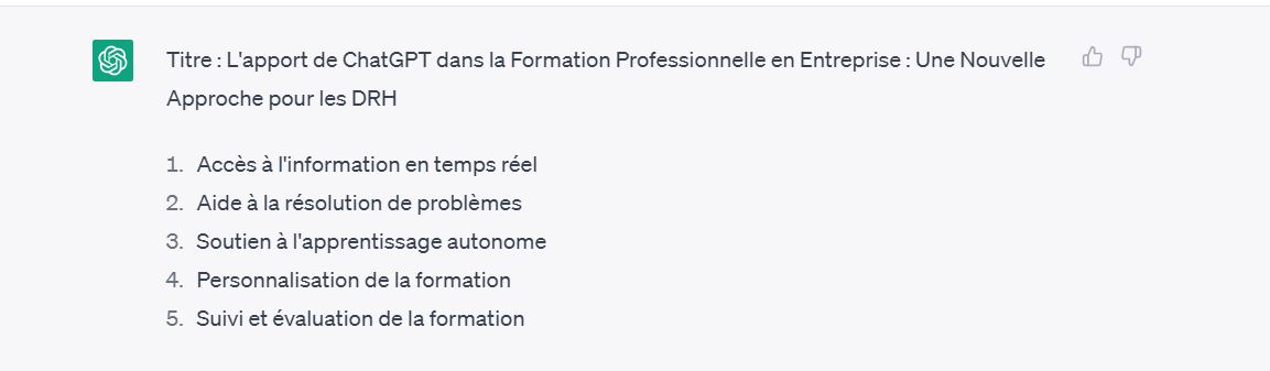 Question à ChatGPT sur la formation professionnelle