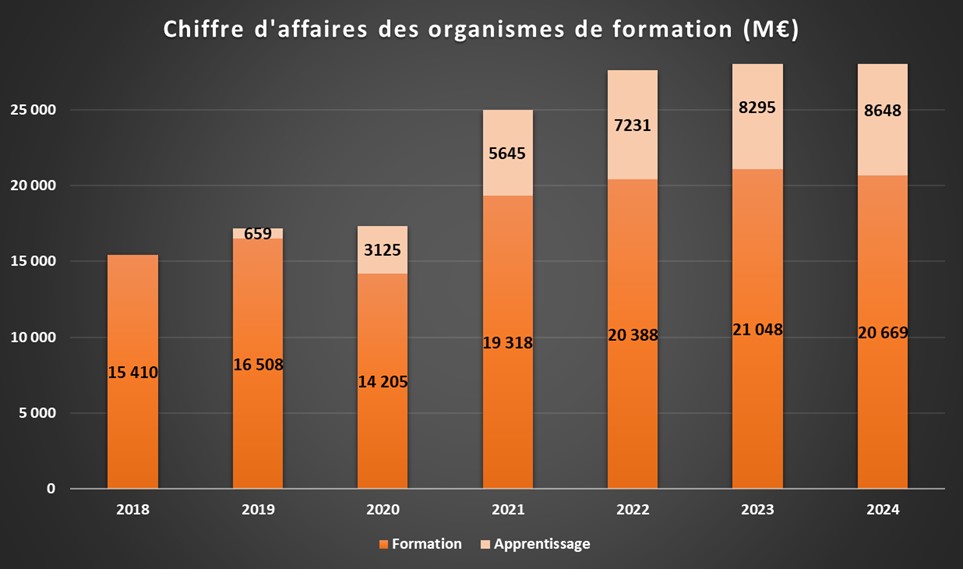 Chiffre d'affaires des organismes de formation
